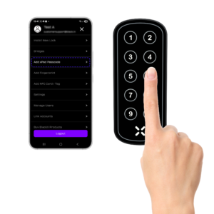 BLACK xPad smart keypad - weatherproof LED-lit wireless keypad for key code access, compatible with BLACK X Euro profile and Deadbolt locks. Provides secure temporary or permanent codes via the BLACK X App, ideal for guests, renters, or service personnel.
