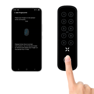 Setting up a Fingerprint - Click for a tutorial video BLACK X xPad+ smart keypad - Biometric access control device with fingerprint, NFC, and Bluetooth connectivity