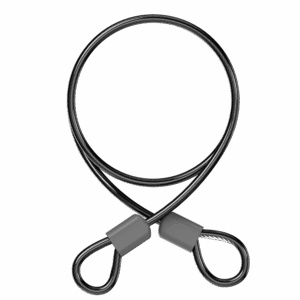 Steel security cable with looped ends for bike locking.