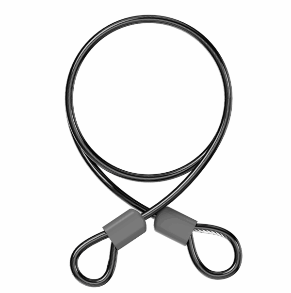 Steel security cable with looped ends for bike locking.